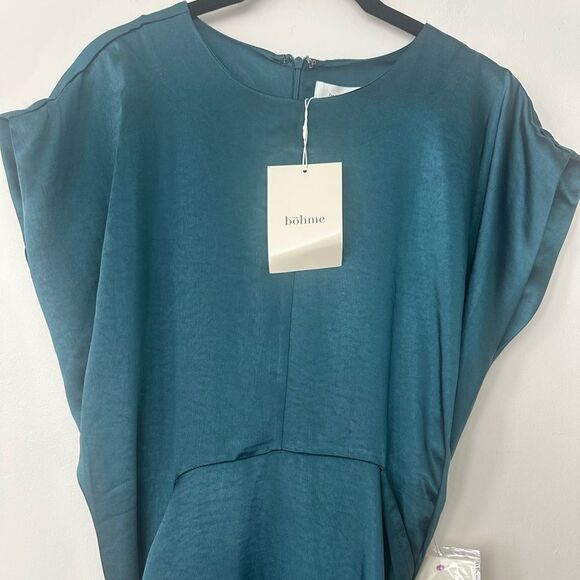 Bohme Teal Satiny Midi/Maxidress M - Picture 2 of 8